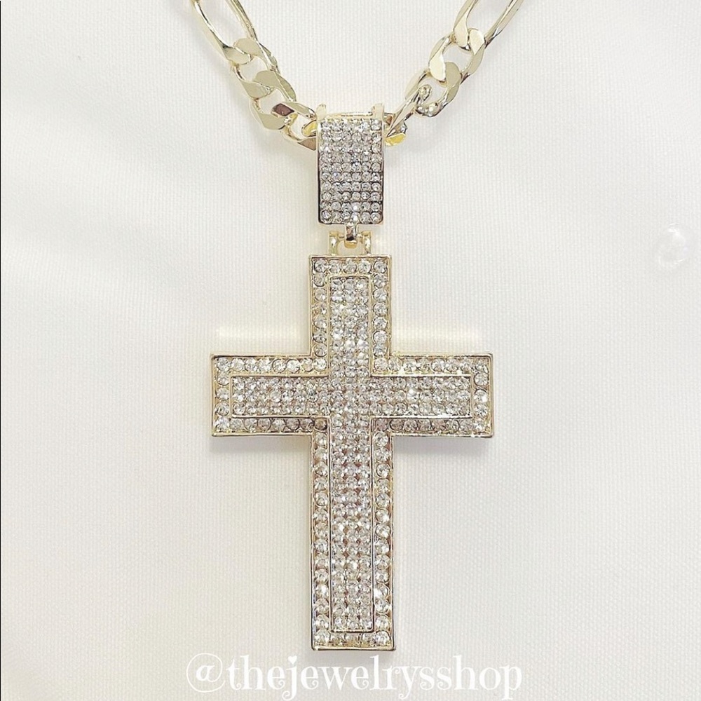 Men Cross Necklace / Laminated Gold / Oro Laminado